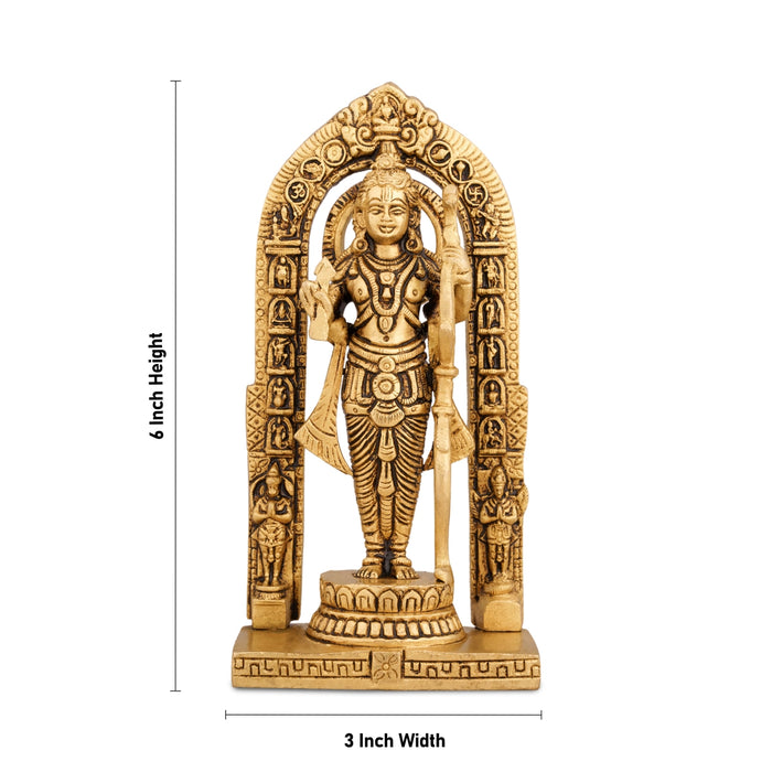 Ayothi Ramar Standing On Base Murti - 6 x 3 Inches | Antique Brass Idol / Ayodhi Ramar Statue For Pooja - Brass Murties