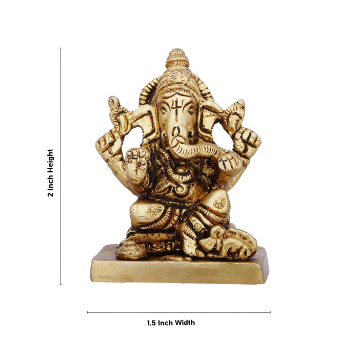 Laxmi Ganesh Murti - 2 x 1.5 Inches | Antique Brass Idol/ Lakshmi Ganesh Idol for Pooja/ 315 Gms Approx - Brass Murties
