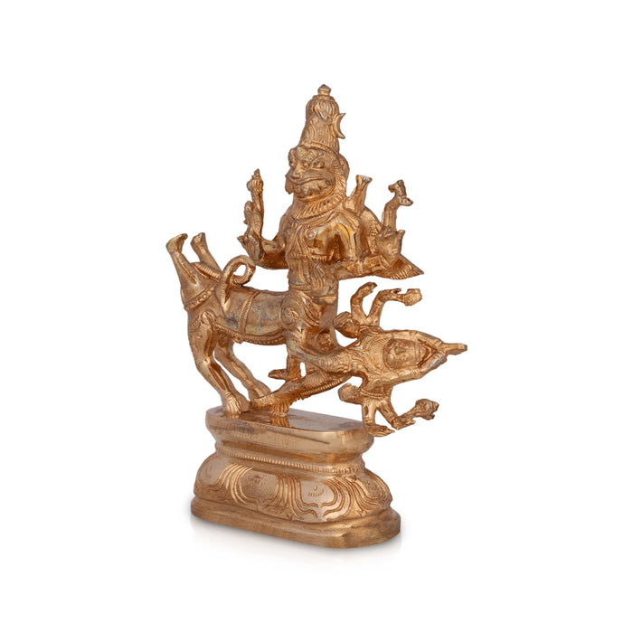 Sharabheshwara Murti With Base - 6 x 5 Inches | Panchaloha Statue / Sharabha Idol for Worship - Panchaloha Murties
