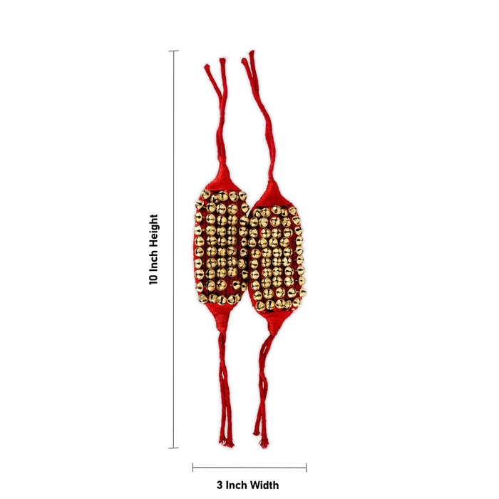 Ghungroo Netted - 10 x 3 Inches | 5 Line Ghunghroo/ Brass Dance Salangai For Bharatanatyam Performance - Dance Accessories