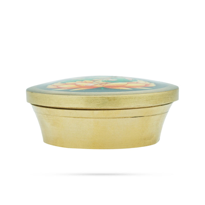 Lakshmi Murti Design Kumkum Box - 0.5 x 2 Inches | Brass Kumkum Bharani/ Antique Polish Sindoor Pot For Women - Sindoor Box
