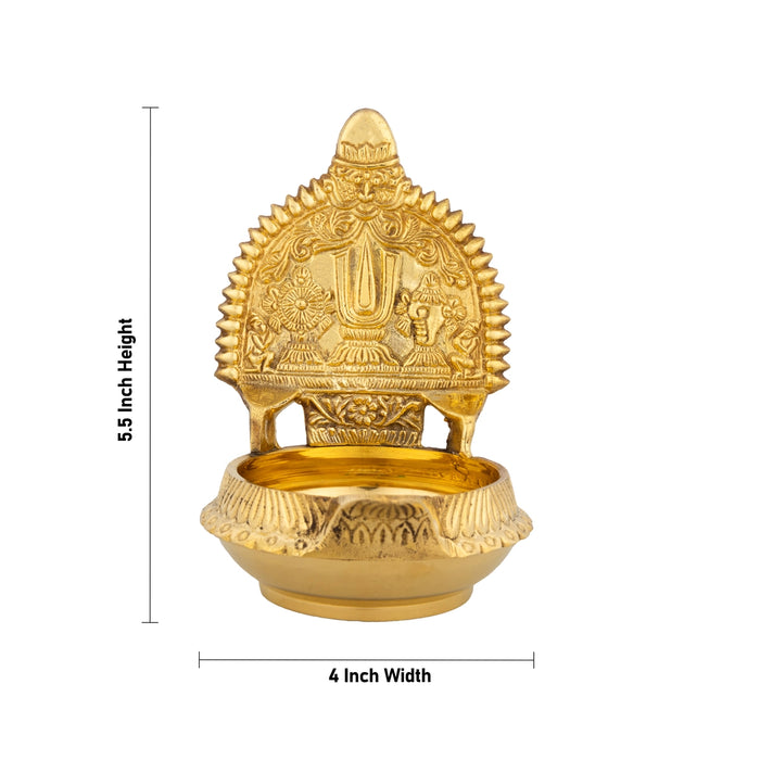 Shanku Chakra Namam Deepam - 5.5 x 4 Inches | Brass Lamp/ Kuber Kamakshi Deepam/ Kamatchi Vilakku for Pooja - Deity Lamps