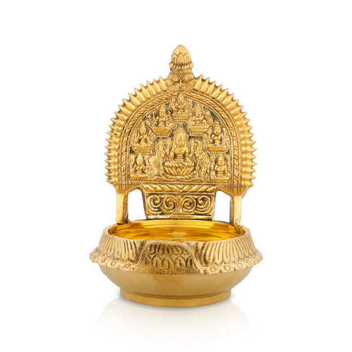 Ashtalakshmi Kubera Vilakku - 5.5 x 4 Inches | Brass Lamp/ Kuber Laxmi Kamakshi Deepam for Pooja - Deity Lamps