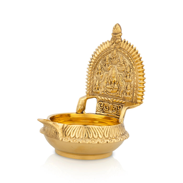 Ashtalakshmi Kubera Vilakku - 5.5 x 4 Inches | Brass Lamp/ Kuber Laxmi Kamakshi Deepam for Pooja - Deity Lamps