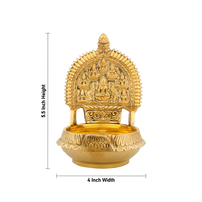 Ashtalakshmi Kubera Vilakku - 5.5 x 4 Inches | Brass Lamp/ Kuber Laxmi Kamakshi Deepam for Pooja - Deity Lamps
