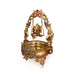 Ganesha on Jhula Uruli with Leg - 23 x 13 Inches | Antique Brass Colour Urli / Flower Pot for Home & Pooja - Uruli & Flower Pot
