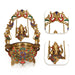 Ganesha on Jhula Uruli with Leg - 23 x 13 Inches | Antique Brass Colour Urli / Flower Pot for Home & Pooja - Uruli & Flower Pot