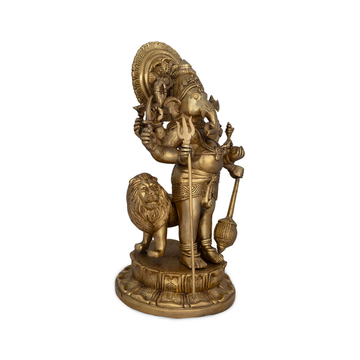 Subha Drishti Ganapathi - 20 x 10 Inches | Shubha Drishti Ganapathy/ Antique Brass Idol for Pooja/ 17.340 Kgs Approx