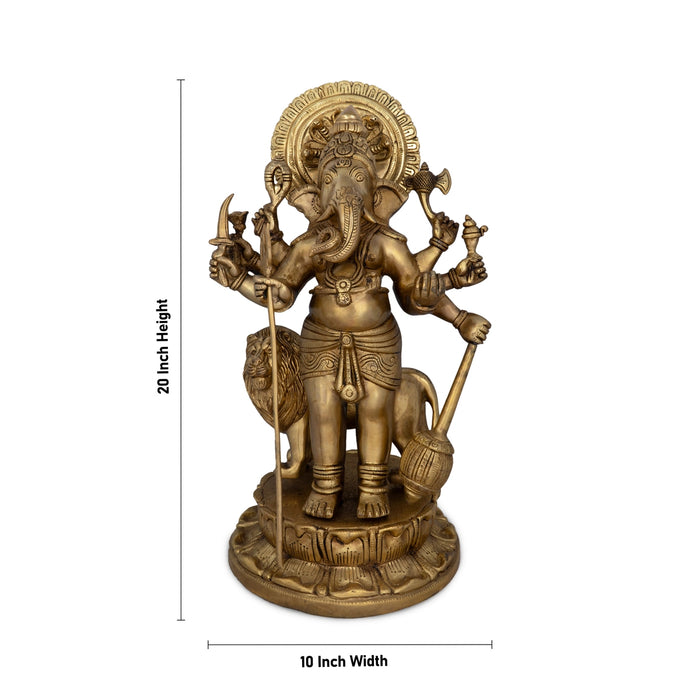 Subha Drishti Ganapathi - 20 x 10 Inches | Shubha Drishti Ganapathy/ Antique Brass Idol for Pooja/ 17.340 Kgs Approx