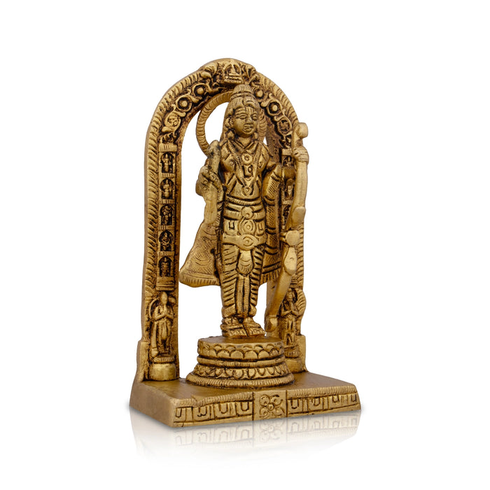 Ayodhya Rama Idol - 4.5 x 2.5 Inches | Antique Brass Idol/ Ayodhya Ramar Statue for Pooja/ 375 Gms Approx - Brass Murties