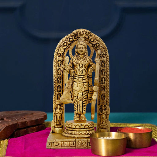 Ayodhya Rama Idol - 4.5 x 2.5 Inches | Antique Brass Idol/ Ayodhya Ramar Statue for Pooja/ 375 Gms Approx - Brass Murties