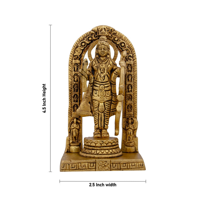 Ayodhya Rama Idol - 4.5 x 2.5 Inches | Antique Brass Idol/ Ayodhya Ramar Statue for Pooja/ 375 Gms Approx - Brass Murties