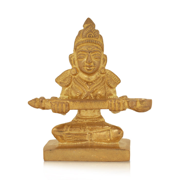 Annapuran Devi Murti - 2.5 x 2.5 Inches | Brass Idol/ Annapoorani Statue/ Annapurna Idol for Pooja