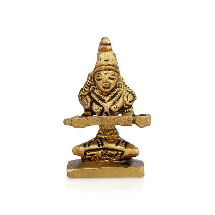 Annapurna Devi Sitting On Base - 2 X 1 Inches | Antique Brass Idol/ Annapoorani Statue For Pooja & Home Decor - Brass Murties
