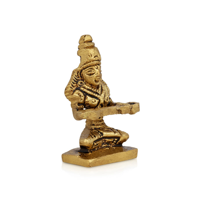Annapurna Devi Sitting On Base - 2 X 1 Inches | Antique Brass Idol/ Annapoorani Statue For Pooja & Home Decor - Brass Murties