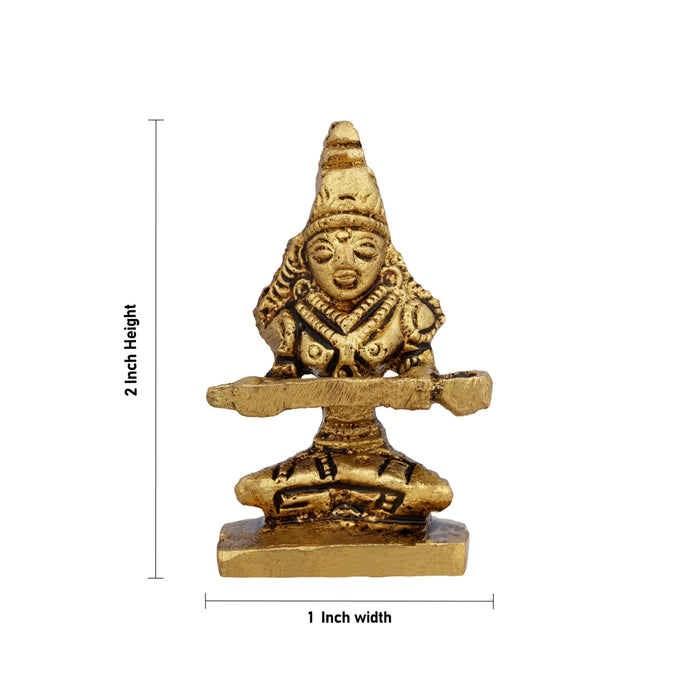 Annapurna Devi Sitting On Base - 2 X 1 Inches | Antique Brass Idol/ Annapoorani Statue For Pooja & Home Decor - Brass Murties