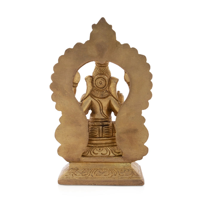 Ganesh Murti With Arch - 5.5 x 3 Inches | Antique Brass Idol/ Ganpati Murti for Pooja/ 760 Gms Approx - Brass Murties
