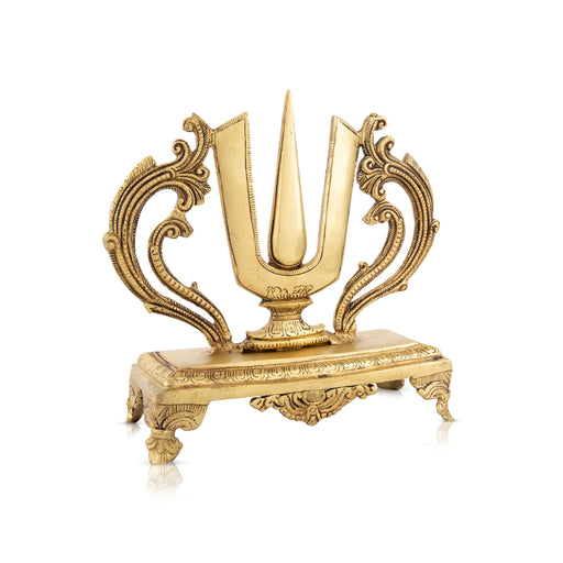 Vishnu Tilak With Base - 10 x 9 Inches | Antique Brass Perumal Namam/ Vishnu Namam for Pooja/ 2.680 Kgs - Deity Accessories