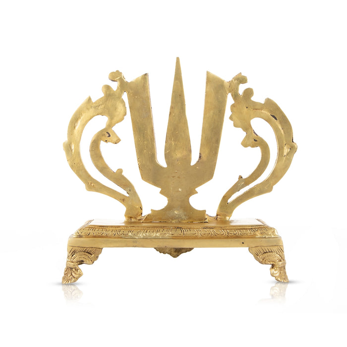Vishnu Tilak With Base - 10 x 9 Inches | Antique Brass Perumal Namam/ Vishnu Namam for Pooja/ 2.680 Kgs - Deity Accessories