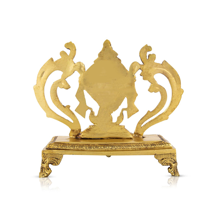 Vishnu Shank With Chowki - 10 x 9 Inches | Antique Brass Vishnu Sangu/ Vishnu Shanku for Pooja/ 2.855 Kgs - Deity Accessories