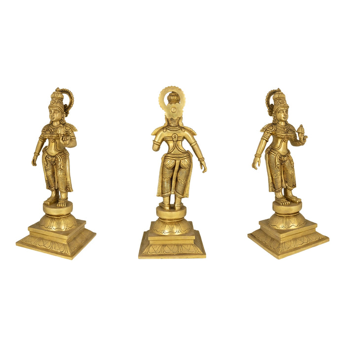 Tirupati Balaji with Arch Sridevi Bhudevi Murti - 22 x 16 Inches | Antique Brass Idol/ Balaji Idol for Pooja - Brass Murties