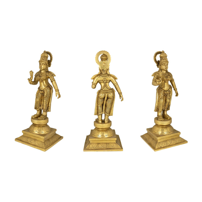 Tirupati Balaji with Arch Sridevi Bhudevi Murti - 22 x 16 Inches | Antique Brass Idol/ Balaji Idol for Pooja - Brass Murties