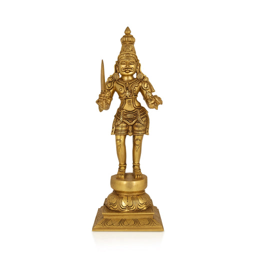 Madurai Veeran Standing On Base Murti - 20 x 6 Inches | Antique Brass Idol / Madurai veeran statue For Pooja - Brass Murties