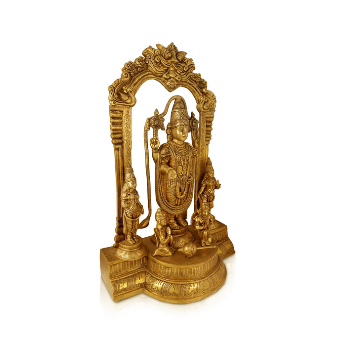 Tirupati Balaji Sridevi Bhudevi Garudar Hanuman With Arch Murti - 30 x 13 Inches | Antique Brass Idol for Pooja - Brass Murties