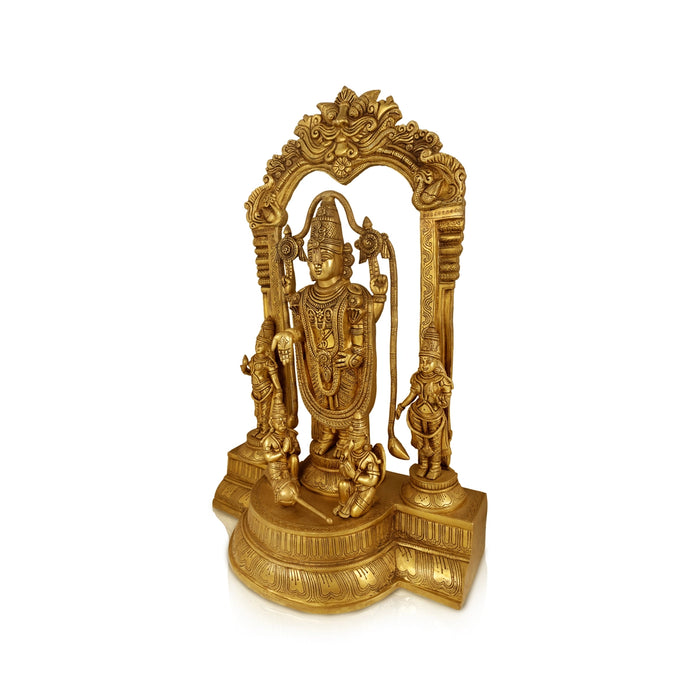 Tirupati Balaji Sridevi Bhudevi Garudar Hanuman With Arch Murti - 30 x 13 Inches | Antique Brass Idol for Pooja - Brass Murties