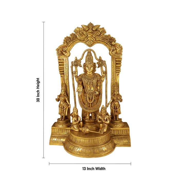 Tirupati Balaji Sridevi Bhudevi Garudar Hanuman With Arch Murti - 30 x 13 Inches | Antique Brass Idol for Pooja - Brass Murties