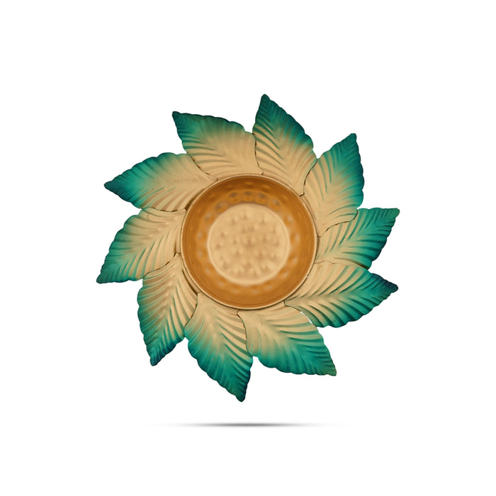 Metal Flower Pot - 1.5 x 11 Inches | Leaf Design Uruli/ Urli for Home Decor/ 195 Gms Approx - Uruli & Flower Pot