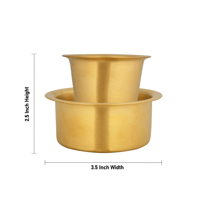 Coffee Dabara Set - 2.5 x 3.5 Inches | Brass Dabara Set/ Davara Set/ Davara Tumbler Set for Home