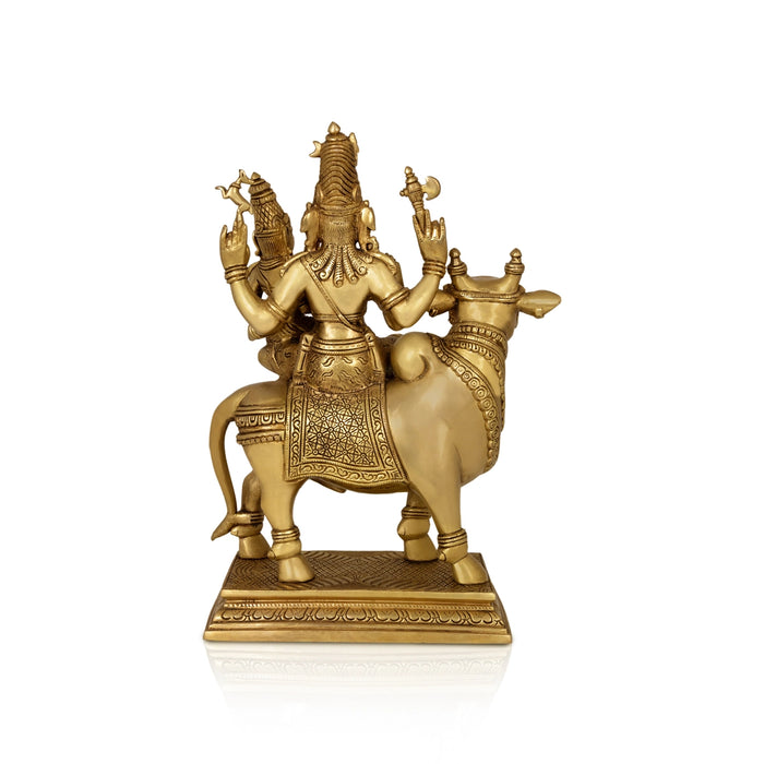 Pradosha Sivan Sitting on Cow Base Murti - 30 x 13 Inches | Antique Brass Statue / Shivan Idol For Pooja - Brass Murties