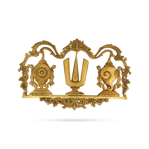 Shank chakra Namam Wall Hanging - 13.5 x 21 Inches | Antique Brass Idol / Wall Decor For Home & Pooja - Wall Hanging