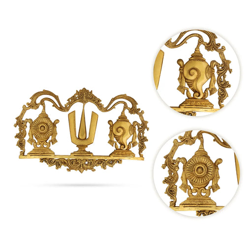 Shank chakra Namam Wall Hanging - 13.5 x 21 Inches | Antique Brass Idol / Wall Decor For Home & Pooja - Wall Hanging
