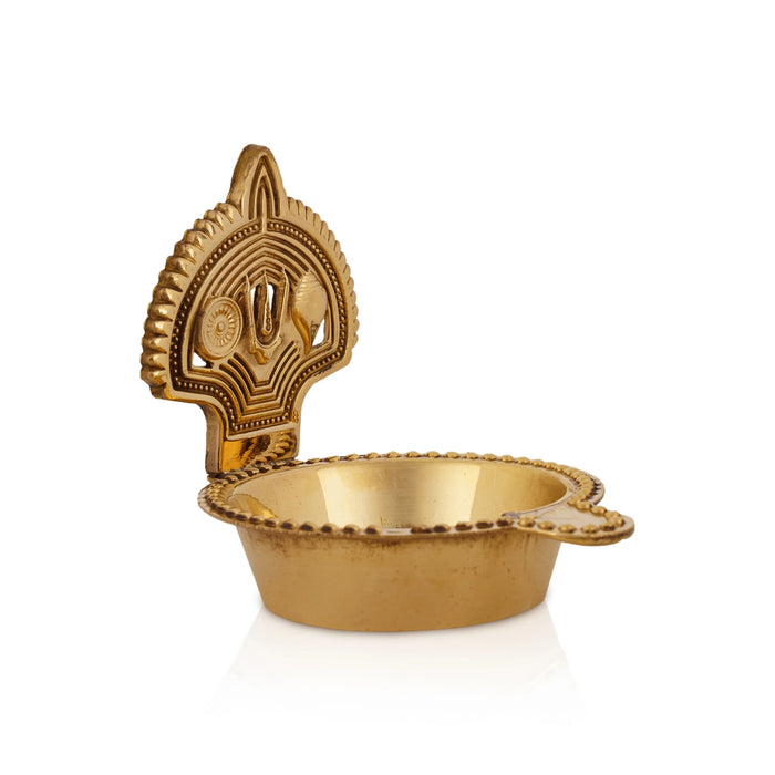 Shanku Chakra Namam Deepam - 2.25 x 2.25 Inches | Brass Lamp/ Brass Deepam/ Shanku Chakra Namam Diya for Pooja - Deity Lamps