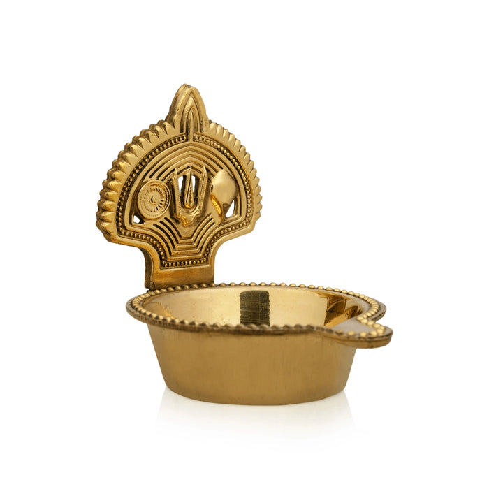 Shanku Chakra Namam Deepam - 2.25 x 2 Inches | Shanku Chakra Namam Diya/ Brass Lamp/ Brass Vilakku for Pooja - Deity Lamps