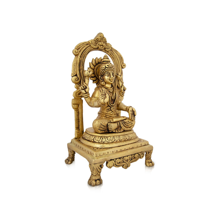 Lakshmi Idol With Arch - 9 x 4.5 Inches | Brass Idol/ Laxmi Murti Sitting On Chowki for Pooja/ 2.160 Kgs - Brass Murties