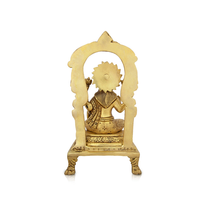 Lakshmi Idol With Arch - 9 x 4.5 Inches | Brass Idol/ Laxmi Murti Sitting On Chowki for Pooja/ 2.160 Kgs - Brass Murties