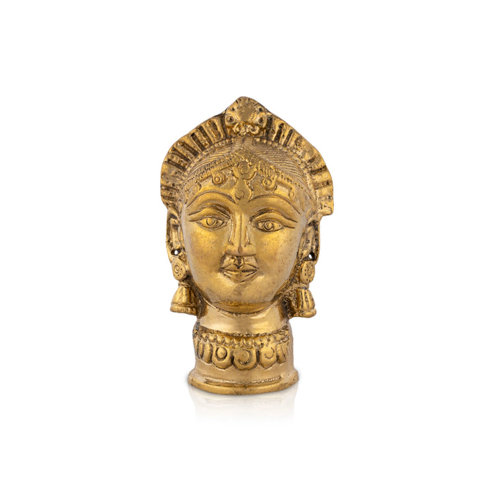 Brass Gauri Head - 3.5 x 2 Inches | Brass Gowri Head/ Devi Head for Pooja/ 300 Gms Approx