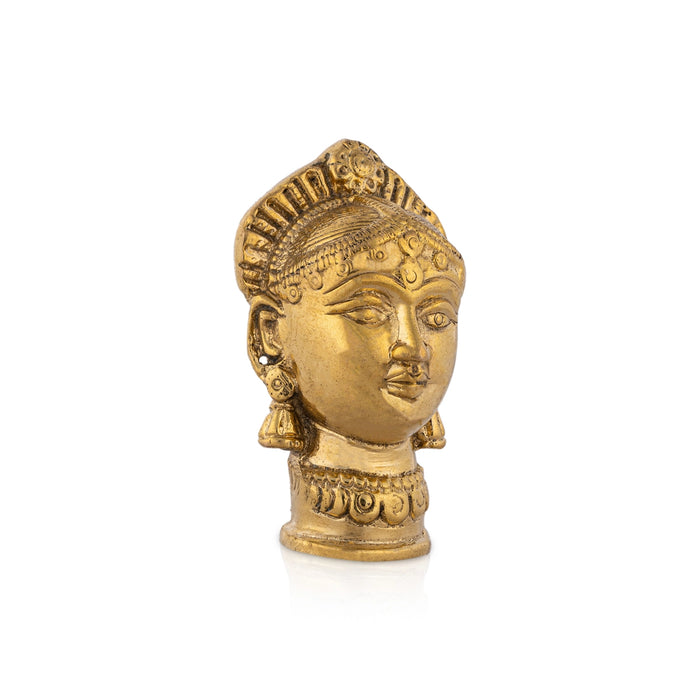 Brass Gauri Head - 3.5 x 2 Inches | Brass Gowri Head/ Devi Head for Pooja/ 300 Gms Approx