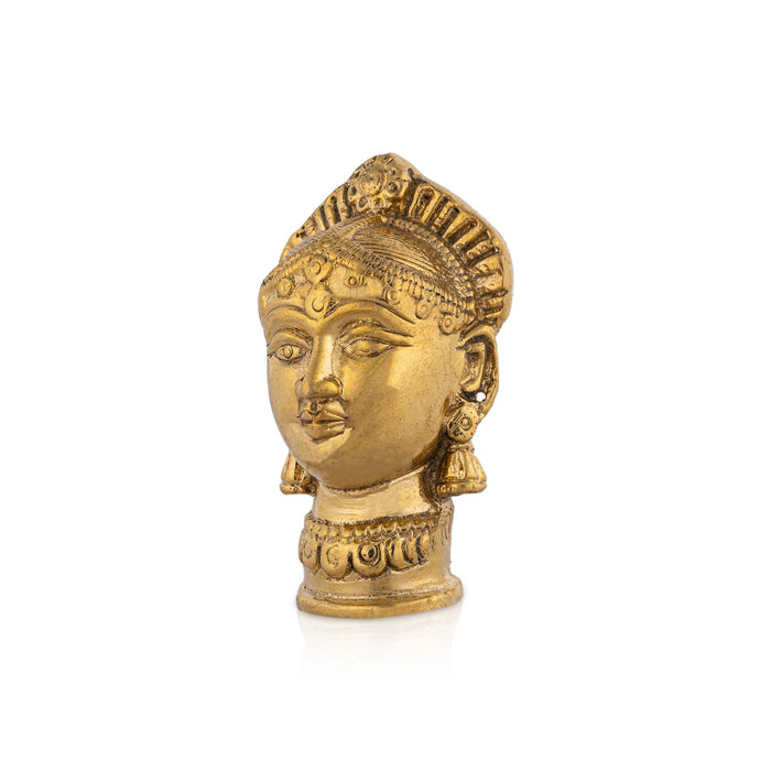 Brass Gauri Head - 3.5 x 2 Inches | Brass Gowri Head/ Devi Head for Pooja/ 300 Gms Approx