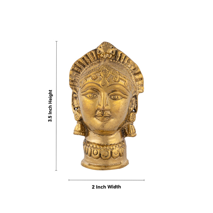 Brass Gauri Head - 3.5 x 2 Inches | Brass Gowri Head/ Devi Head for Pooja/ 300 Gms Approx