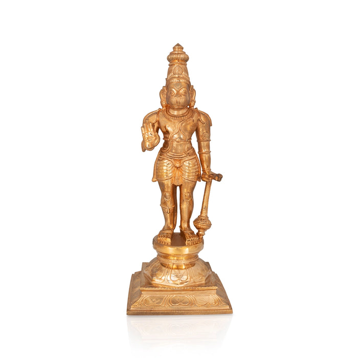Hanuman Standing On Base Murti - 15 X 6 Inches | Panchaloha Idol / Anjaneya Statue For Pooja & Worship
