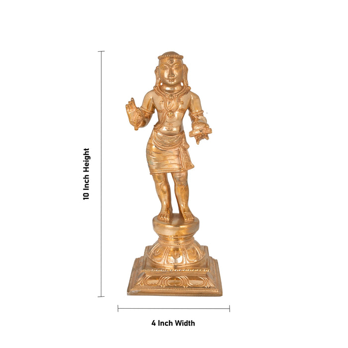 Manikkavacakar Murti - 10 x 4 Inches | panchaloha Idol / manickavasagar Statue for Pooja Room - Panchaloha Murties