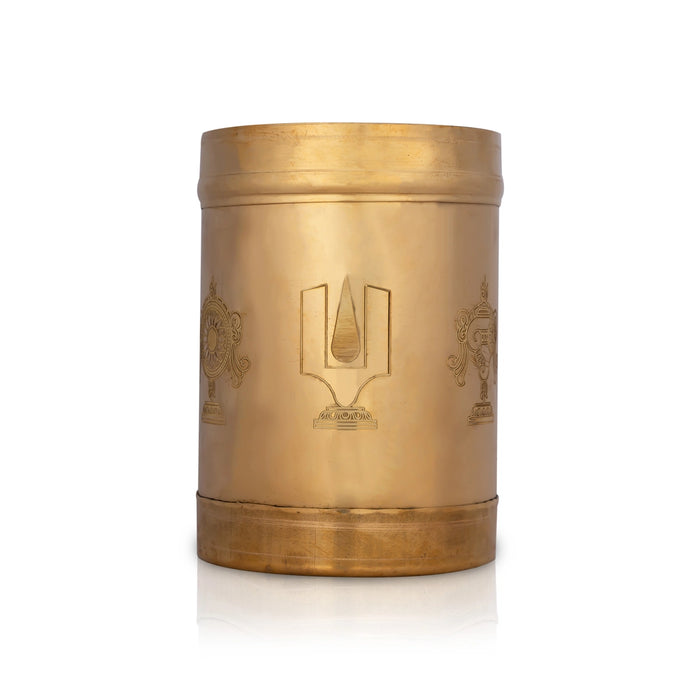 Brass Padi - 5 x 3.75 Inches | Shankh Chakra Namam Design Idangazhi/ Brass Para/ Changazhi for Home - Para