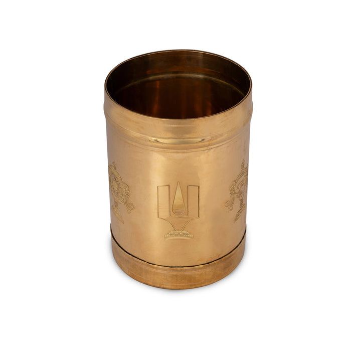 Brass Padi - 5 x 3.75 Inches | Shankh Chakra Namam Design Idangazhi/ Brass Para/ Changazhi for Home - Para