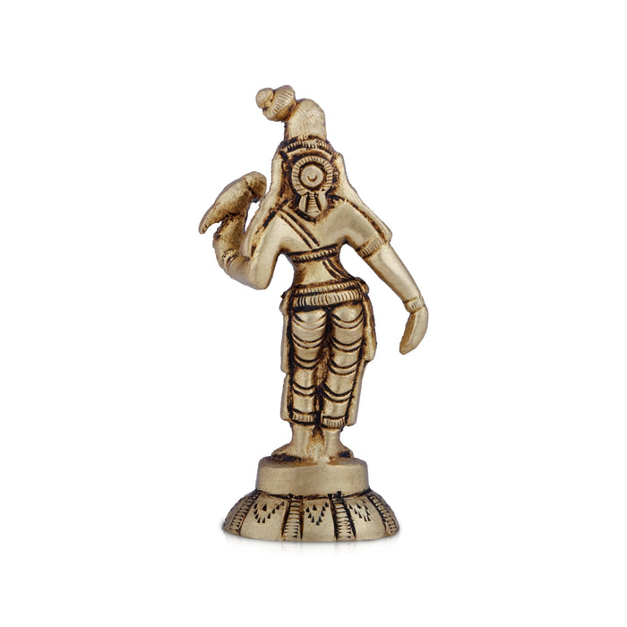 Andal Idol - 3.5 x 1.25 Inches | Antique Brass Idol/ Andal Vigraham for Pooja/ 120 Gms Approx - Brass Murties