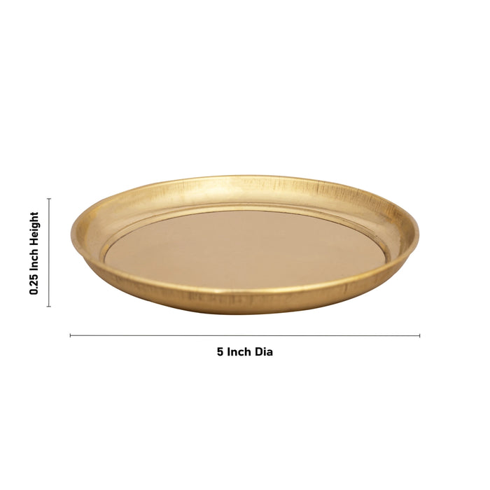 Brass Plate - 0.25 x 5 Inches | Thali Plate/ Pooja Plate for Home/ 50 Gms Approx - Pooja Plate & Tray