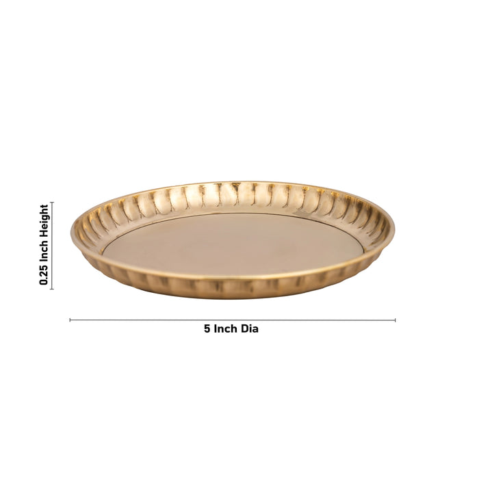 Brass Plate - 0.25 x 5 Inches | Thali Plate/ Pooja Plate for Home/ 50 Gms Approx - Pooja Plate & Tray